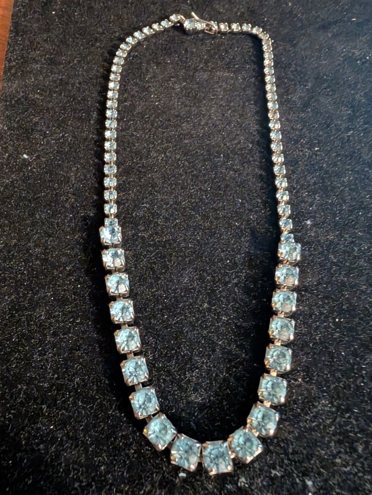Vintage 1950’s-1960’s Light Ice Blue Rhinestone Necklace