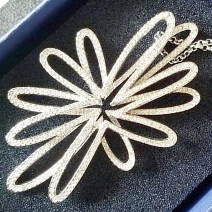 Large Swarovski Amarante Flower Ribbon Style Pendant Crystals Pave Collection