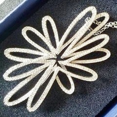 Large Swarovski Amarante Flower Ribbon Style Pendant Crystals Pave Collection