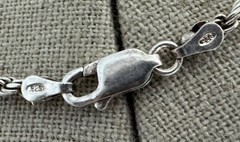 Vintage Sterling Silver 2mm Rope Chain Necklace 24” Long