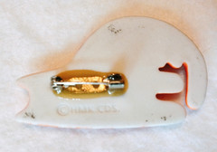 Vintage Ceramic Hallmark Orange Tiger Cat Brooch (172 – 2536)