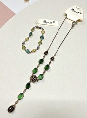 Monet 2 green and yellow glass bead Y necklace + Similar bracelet W Tags 14”
