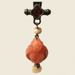 Vintage Chico’s Stone Buddha Pendant Necklace Leather Cord