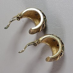 Jomaz Gold Tone Earrings Green Black Enamel