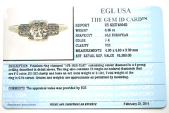 Antique Art Deco European Diamond Engagement Ring Platinum Ring EGL USA