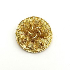 Vintage W Germany Gold Tone Filigree Floral Scarf Clip Ring Scalloped 1.25 Inch