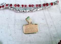 Red Rhinestone Rhodium Choker Necklace & Bracelet Set BEL-COR c1950s NOS Unused