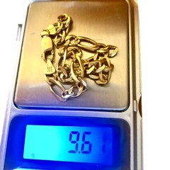 OTC Vintage Italy 14K Gold Figaro Link Chain 9″ Bracelet 9.6 grams Signed