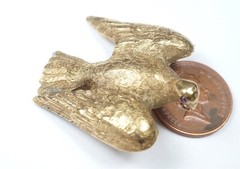 ANTIQUE ENGLISH 15K GOLD RUBY DOVE LOCKET BROOCH c1860