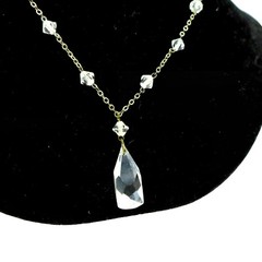 Vintage Crystal Necklace Snap Closure 15″ Silver Plated Estate