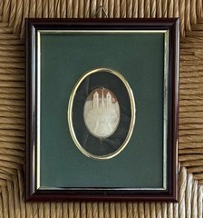 Vintage Carved Italian Shell Souvenir Cameo – The Spanish Steps, Rome – Framed