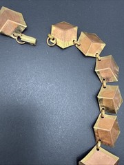 Vintage Cube Two Tone Geometric Necklace 16.5” J4