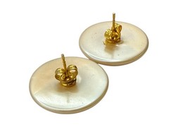 Vintage Faux Pearls 24mm Flat Back Post Earrings Elegant Classic Look