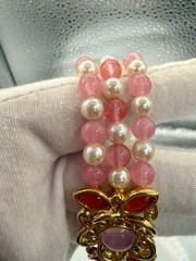 Vintage Trifari Gold-Tone 3 Strand Bracelet w/ Ornate Floral Centerpiece Clasp