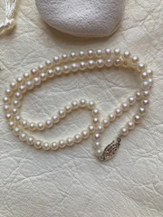 Dainty 16″ Akoya Pearl Choker Necklace, 4.5-5mm, Sterling Clasp