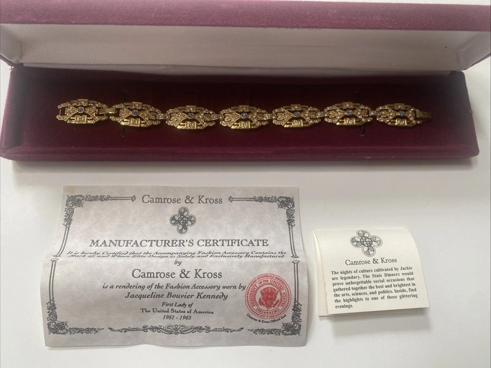 Camrose & Kross Jacqueline Kennedy Sapphire And Crystal Gold Link Bracelet