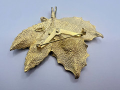 Vintage Tona Leaf Brooch Large 3” Fall Colors Leaves Autumn Enamel Statement Pin