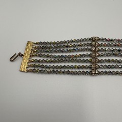 Vtg. 7 Std. Choker Dark Aurora Borealis Crystal Faceted Glass Beads/Rhinestones