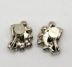 Clear Rhinestone Climber Sparkle Prism Fancy Event Vintage Screwback Earrings