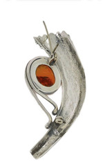 Estate 925 Sterling Silver Amber Scottish Horn Brooch/Pin