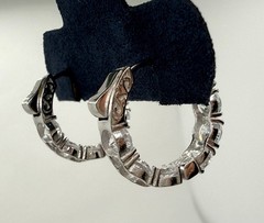 JTV Rhodium Plated Sterling 925 Bella CN FZN Hoop Earrings Diamond Sim