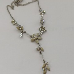 Vintage Gold Orange Necklace Victorian Chandelier Signed VCLM Crystals Cocktail