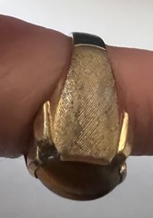 Vintage Mens Size 9 Tiger Eye Ring Gold Plated Maker Mark Gold Tone