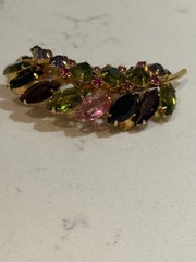 Vintage Juliana D&E Rhinestone Brooch Spring Watermelon Stunning Leaf Brooch Pin
