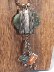VTG Boho Chic Necklace Natural Polished Stones – Silvertone