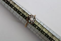 Vtg 10K Yellow Gold & Fire Opal Floral Cluster Ladies Estate Ring, 2.25g -S: 5.5