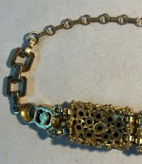 Vtg. Barclay Gold Tone Multi Color Rhinestones Necklace 14 7/8″