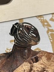 Zuman-Vintage Sterling Silver And Black Onyx Crossover Ring Size 7