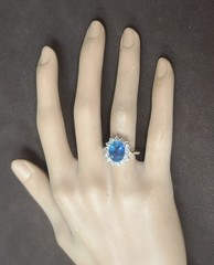 Vintage 14K White Gold Engagement Ring 4.66ct. Natural Blue Sapphire Oval GIA