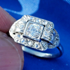 NATURAL EARTH MINED DIAMOND Original Antique Engagement Ring Deco Solitaire 14K