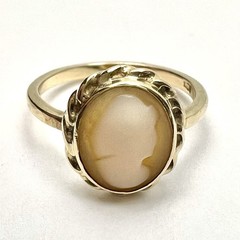 Antique Victorian 10k Yellow Gold Carved Shell Cameo Size 5.75 Ring 2.46g