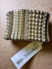 Gold Tone Rhinestone Statement Stretch Ring Wide Band Cocktail Jewelry