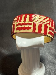 Vintage Lanvin Paris Couture Runway Red, Cream and Gold Enamel Bracelet-RARE!