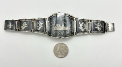 Vintage Sterling Silver & Enamel Bracelet From Siam 49.18 Grams