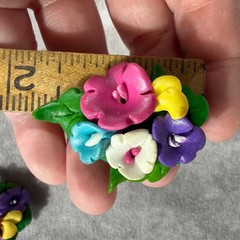 Vtg Clip On Earrings Lot 80s Pink Plastic Geometric & Polymer Clay Flower Floral