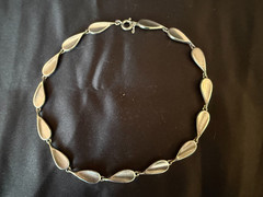 UnoAerre Sterling Modernist Petal Link Choker Necklace 925 Italy 15 in 23.48 gm