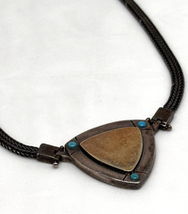 Vintage 925 Silver And Gold Necklace With Turquoise Delicate And Special.