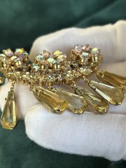 Vtg Juliana D&E 4704 Aurora Borealis Rhinestone Brooch And Clip Earrings Set