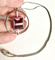 VTG K&L Kordes Lichtenfels Modernist 835 Silver Amethyst German Pendant Necklace