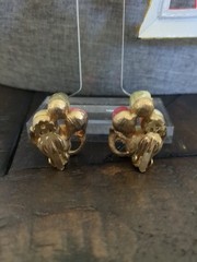Vintage Earring Lot Pink and Green Clip Ons Screwback Lot of 4 Pairs Earrings