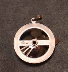 Vintage Coro Rose Pendant 3D Silver Metal