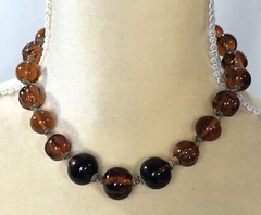 Liz Claiborne Necklace Choker Beaded Faux Amber 15 in to 17 in Length – Vintage