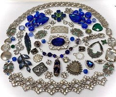 Lot Vintage & Modern Jewelry Parts Broken Repurpose Craft Rhinestones Harvest L