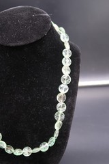 Vtg Clear Light Green Beaded Necklace Maybe Prehnite Fluorite Silver Tone Clasp