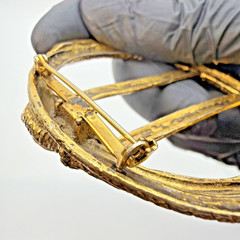 Victorian Revival Snake Brooch Scarf Buckle Gold Toned