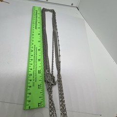 Vintage Silver Tone Layered Chain Statement Necklace 5 Strand